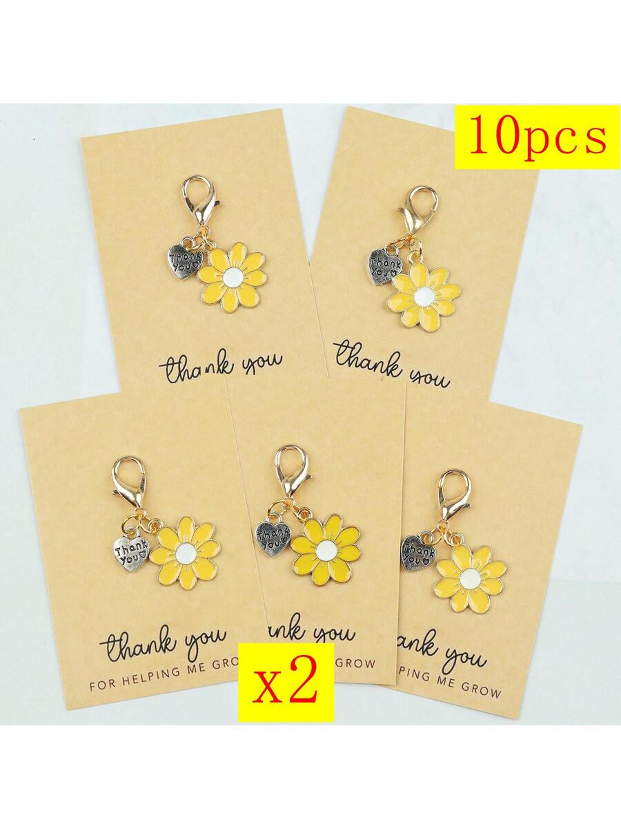 Parent Of Plant - Enamel Daisy Keychains With Thank You