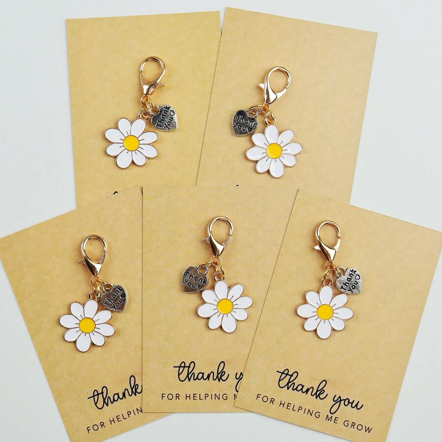 Parent Of Plant - Enamel Daisy Keychains With Thank You